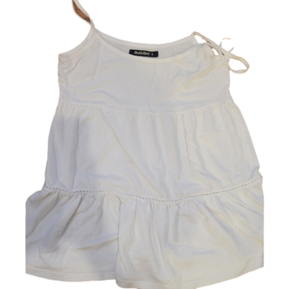 Double Agent Women's White Flowy Small Tank top
